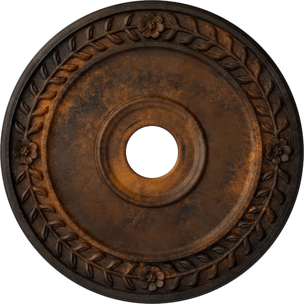 Ekena Millwork Wreath Ceiling Medallion (Fits Canopies up to 6"), Hand-Painted Rust, 21 1/8"OD x 3 5/8"ID x 7/8"P CM21WRRUS - main